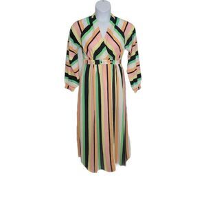 ASOS dress long sleeve wrap polyester maxi‎ in stripe 4